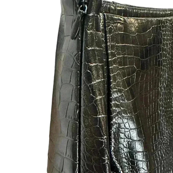 Princess Polly Leila Mini Skirt Black Croc Curve Women’s Size 0 Sexy Front Slit - Picture 5 of 9